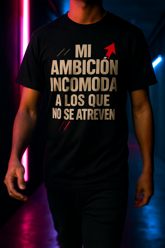 Camiseta Negra “Mi Ambición Incomoda”