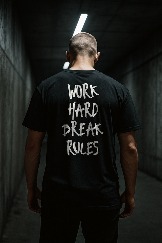 Camiseta work hard break rules